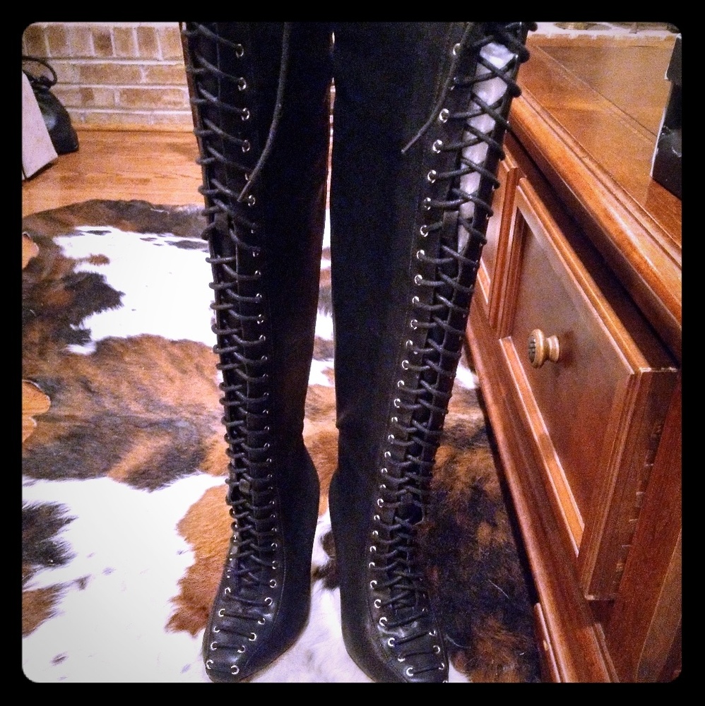 New Year Fun* Blk Over Lace Heels